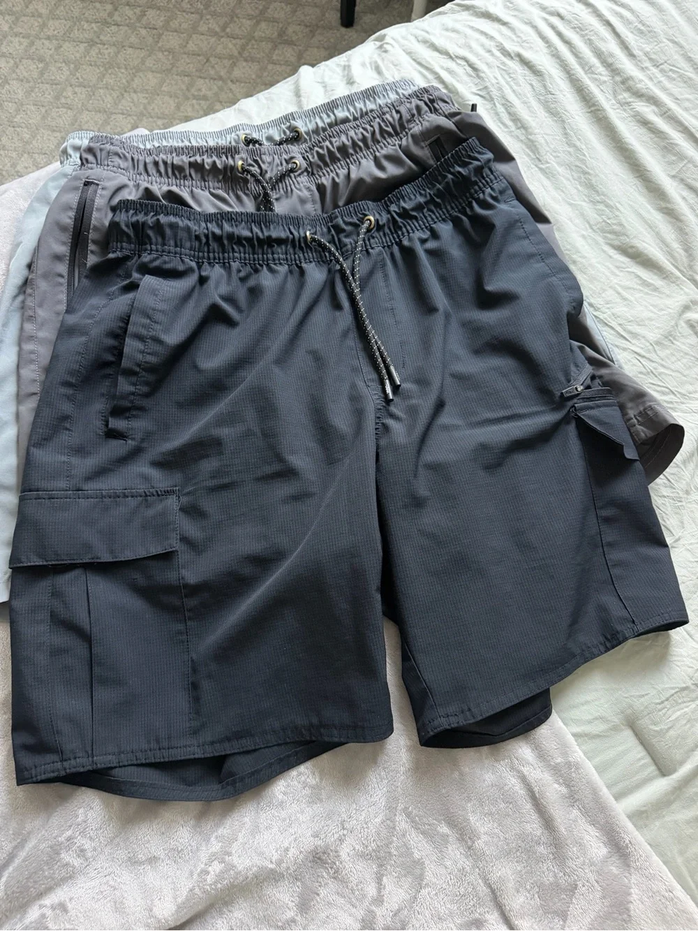 3 pairs Tony Hawk Men's Athletic Shorts in Gray and Light Gray and black